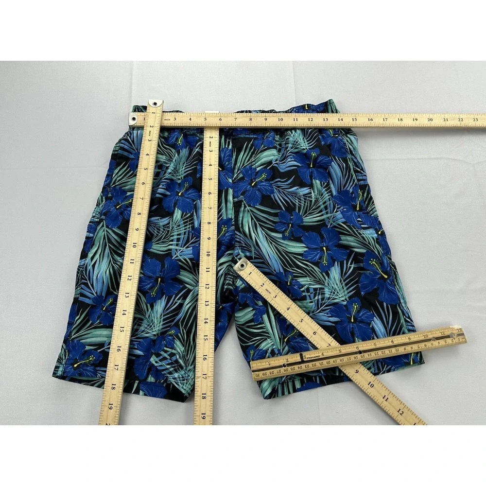 Revolution Boys XL 16/18 Swim Trunks Blue Tropical Hibiscus Floral Board Shorts